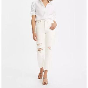 NEW Levi’s Wedgie White Distressed Straight Leg Denim Jeans Women’s Size 27